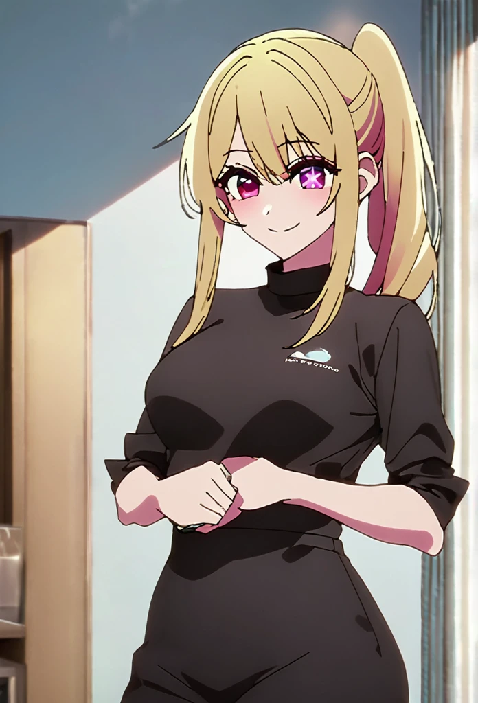 Blonde、Highest quality、high resolution、8K,Highest quality、Star-shaped pupil、The best smile、long hair、Pink Eyes、ponytail、Cowboy Shot、One person、クラシックバレエ