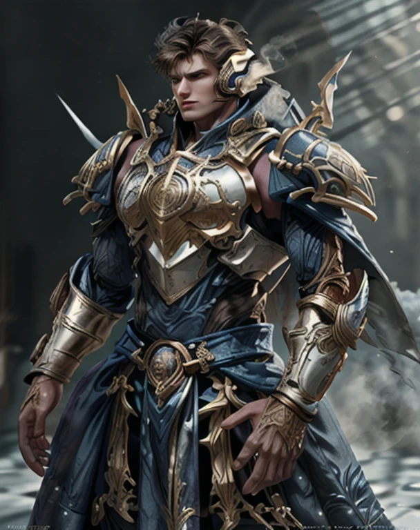 ８ｋ、Perfect Body、Perfect Face、Perfect limbs、Hand２Book、feet２Book、Fingers and toes５Book、Upper Body, Medium Shot, Dark purple long hair、Nordic men（２５age）Hoarding a beard、Filmed with a movie camera, Epic Photographic Portrait of Sanguinius, He wears metal armor with a black base and gold detailing.,big shoulder armor、Large waist armor、Gorgeously engraved belt、He carries a long sword on his belt、He carries a dagger on his belt、 Fur trim, Matte metal texture of armor, Red glow, Red pelvic curtain, (Broad shoulders:1.2), expensive,
Young people, knight, Warrior, Masculine, Square chin, Sharp face, Matte skin texture, Skin imperfections, skin poresm Realistic skin, Fine grain, Glowing blue eyes, Detailed pupil, Long blonde hair, I was annoyed., View your viewers,
Outdoor, Dim lighting, war background, battle background, cigarette, Dust, (Warhammer 40K:1.2), Dust cloud, Soft lighting, Scattered beneath the surface, Cinematic Color Grading, Post-processing, Realistic, Dark Shadows, masterpiece, Highest quality, hyperRealistic, 8K, Complex, expensiveディテール, Film Photography, Soft Focus
