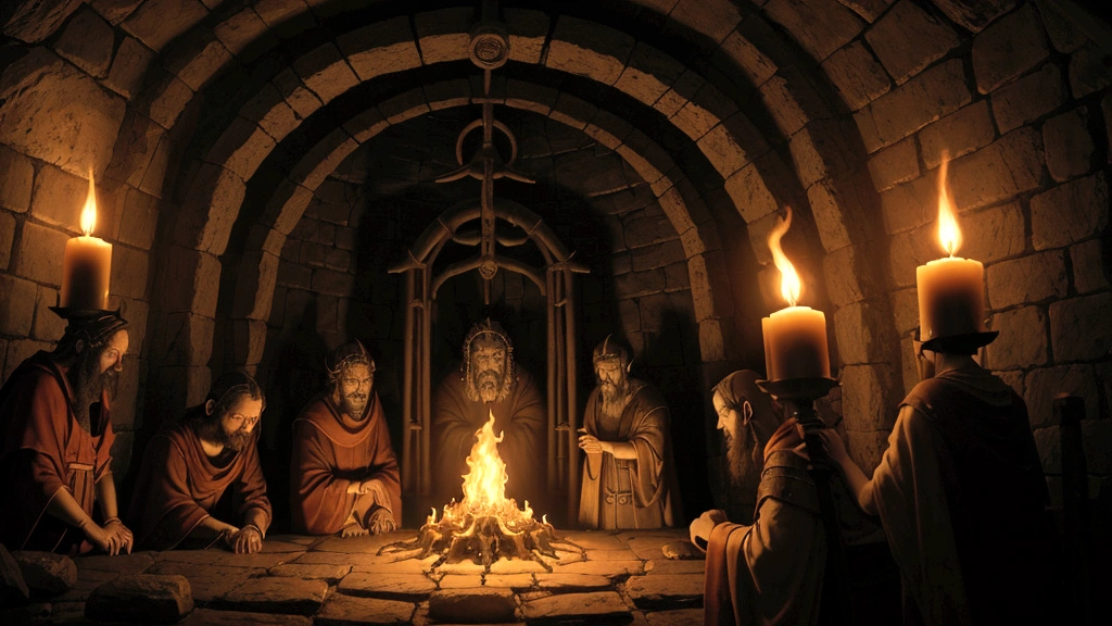 An ancient scroll unfurled in a dimly lit chamber, illuminated by flickering torchlight. The scroll bears vivid illustrations and scriptural passages depicting Hell as a realm of fiery torment and perpetual anguish. Figures of demons and damned souls writhe in agony amidst lakes of fire and brimstone, symbolizing the consequences of sin and divine judgment. The scriptorium ambiance evokes a sense of dread and solemn reflection, emphasizing the biblical portrayal of Hell as a place of eternal separation from God."