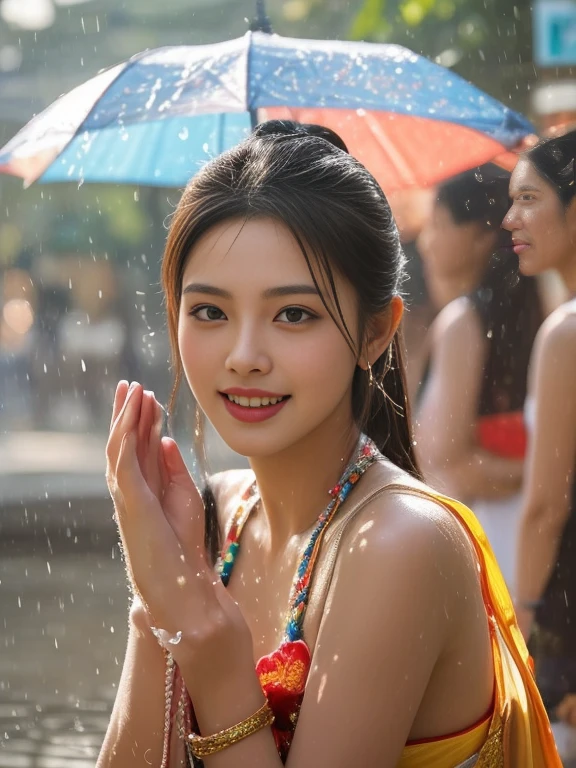 Araffe woman, beautiful,ponytail, long hairลอยปลิวขึ้น,black eyes, ผู้หญิงlong hairชาวเอเชียตะวันออกเฉียงใต้ที่มีใบหน้ากลม, Large chest measures 38 inches., Warm light, morning sun, long hair,black eyes,abdominal muscles, The body is beautiful and strong., rounded chest, (digital painting, HDR, high contrast), 3-D, 8K, 45,000,000 pixcls,Asian girl, Gorgeous Chinese model, Japanese model, beautiful asian woman, Japanese goddess, Very beautiful girl., beautiful young woman, very beautiful woman, Attractive and beautiful, sexy girl, Asian girl, beautiful female model, jaw-dropping beauty, Attractive, sexy, seductive face and body,