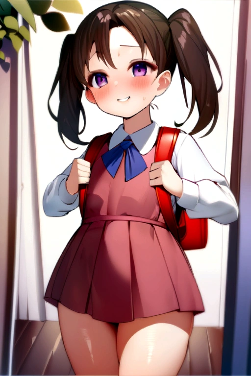 、masterpiece、Highest quality at the park Stand with your feet shoulder-width apart My skin is glowing In the crowd Grip sweating excitement blush Heavy breathing Saliva Heart of love Laughter Grab Rub masterpiece, Highest quality, Nico_Yazawa,High resolution, 1 Girl, alone, Brown Hair, short hair, Twin tails、Purple eyes, , , 、(Beautiful thighs), Carrying a red backpack, (randoseru backpack:1.2) Sweaty、Thick thighs、Highest quality、4K、One girl, 8-yearte, Grin,Bukkake、Small brow length、Youn8-year-old スクール水着