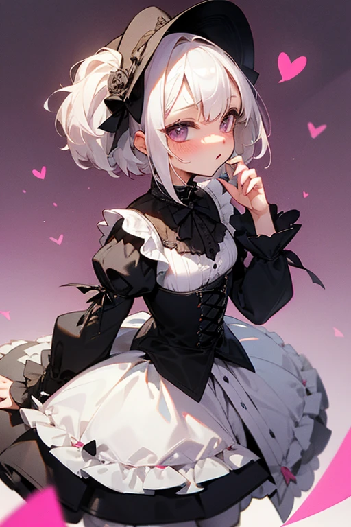 Short white hair, blush, Headbang 2.、cute、Beautiful woman、Idol clothes、Gothic Lolita、background is paris、Gorgeous outfit、cat's mouth、