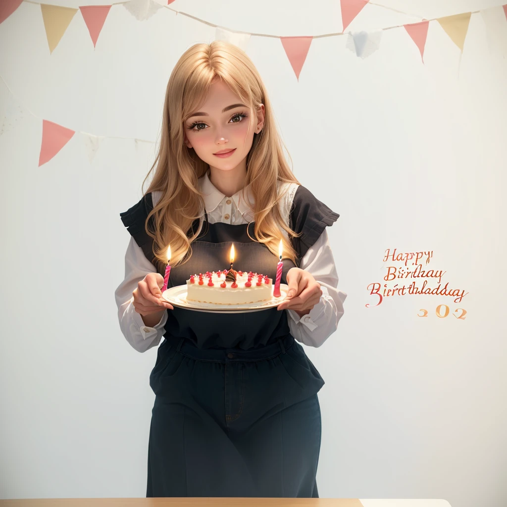 Woman holding a cake with a lit candle and a plate with a cake, holding a birthday cake, celebrating a birthday, cake in hand, she is about 2 5 years old, he is! about 3 0 years, Happy Birthday, 20 years, 20 years, 29 years, 21 years