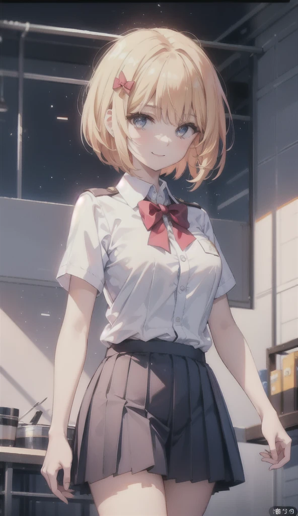(8K, RAW photos, best quality, masterpiece:1.2), (Practical, photo-Practical:1.37), Extremely detailed,
1 girl,Lovely, Solitary,Beautiful and detailed sky,(Red and swollen nose),(Smile:1.1),(Shut up),Large Breasts, seductive Smile, Big Apartment, Professional lighting, Sony A7R4, Jersey 50mm F1.8,
Medium breasts,Beautiful and delicate eyes,(Collared shirt:1.1), bow tie,Pleated Skirt,(short hair:1.2),Flowing hair