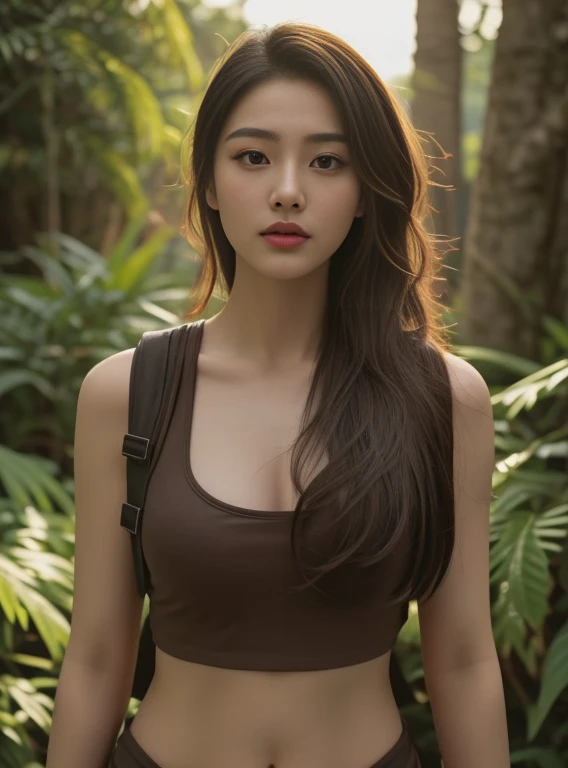 Araffe woman, beautiful,ponytail, long hairลอยปลิวขึ้น,black eyes, ผู้หญิงlong hairชาวเอเชียตะวันออกเฉียงใต้ที่มีใบหน้ากลม, Large chest measures 38 inches., Warm light, morning sun, long hair,black eyes,abdominal muscles, The body is beautiful and strong., rounded chest, (digital painting, HDR, high contrast), 3 d, 8K, 45,000,000 pixcls,Asian girl, Gorgeous Chinese model, Japanese model, beautiful asian woman, Japanese goddess, Very beautiful girl., beautiful young woman, very beautiful woman, Attractive and beautiful, sexy girl, Asian girl, beautiful female model, jaw-dropping beauty, Attractive, sexy, seductive face and body,