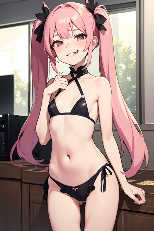 {{{masterpiece}}}, {{{best quality}}}, {{ultra-detailed}}, {illustration}, {{an extremely delicate and beautiful}}, extremely detailed CG, best quality, detailed, super detailed anime,1girl,((((Childish)))),(((evil smile))),pink hair,twintails,small breasts,skinny,white skin,blush,anime screencap,illustration,(((((fucked silly))))),sleepy eyes