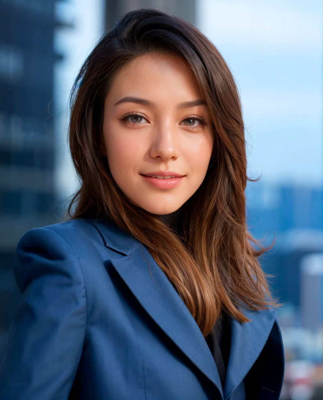 Black hair, keep the face of the model of the original photo in full, do not change the face of the model, speaker, wireless microphone in hand,elegant, ceo, manager, executive, professional, white teeth, business, realistic, Instagram, Pinterest, 4k