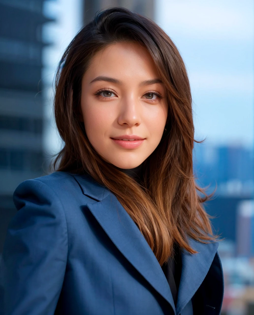 Black hair, keep the face of the model of the original photo in full, do not change the face of the model, speaker, wireless microphone in hand,elegant, ceo, manager, executive, professional, white teeth, business, realistic, Instagram, Pinterest, 4k