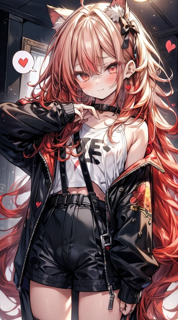Masterpiece,best quality,insanely detailed,1 shota ,(otokonoko,:1.3),smile,(red wavy messy hair,long hair:1.3),yellow cat eyes ,cat ears,white t-shirt,suspenders,black hot pants,baring navel,stomach,(abs:0.8),one hand paw pose,living room,(spoken heart:1.2),hyper realistic, perfect anatomy, perfect 5 fingers,amazing,super fine illustration,Otoko no ko, Male focus, NSFW, 1boy, Small penis, Erection, Lipstick, Makeup, Delicate, Cosplay