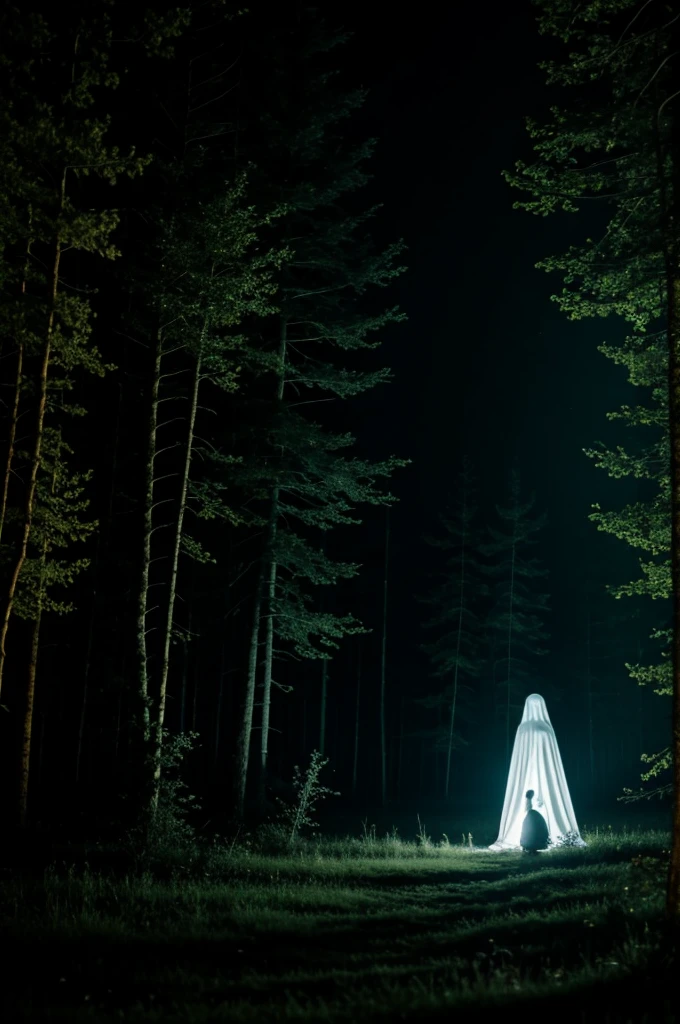 The night in the forest with ghost