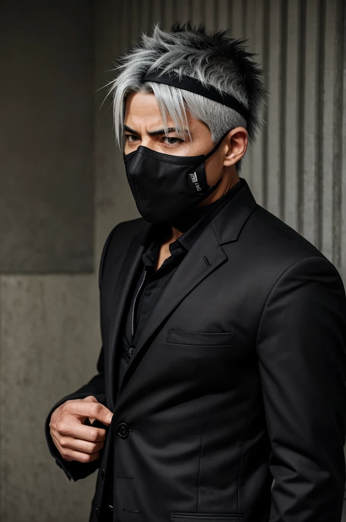 Kakashi hatake in black suit gangster