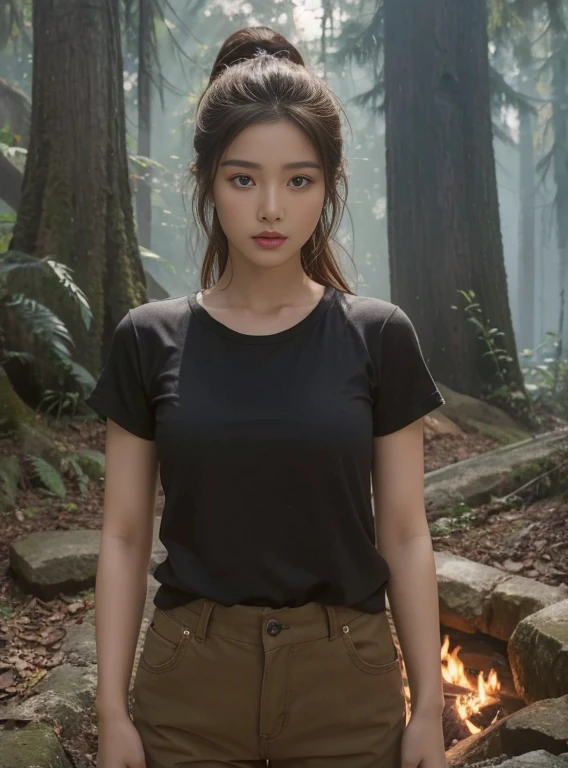 Araffe woman, ผู้หญิงlong hairชาวเอเชียตะวันออกเฉียงใต้ที่มีใบหน้ากลม,  Large chest measures 38 inches., Warm light, morning sun,  long hair,black eyes,abdominal muscles, The body is beautiful and strong., rounded chest, (digital painting, HDR, high contrast), 3d, 8K, 45,000,000 pixcls,Asian girl, Gorgeous Chinese model, Japanese model, beautiful asian woman, Japanese goddess, Very beautiful girl., beautiful young woman, very beautiful woman, Attractive and beautiful, sexy girl, Asian girl, beautiful female model, jaw-dropping beauty, Attractive, sexy, seductive face and body, 