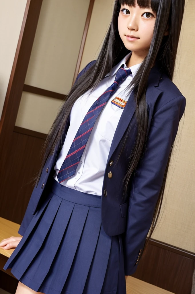 Japanese high school girl, very long hair, wearing school uniform, turning into a werewolf
