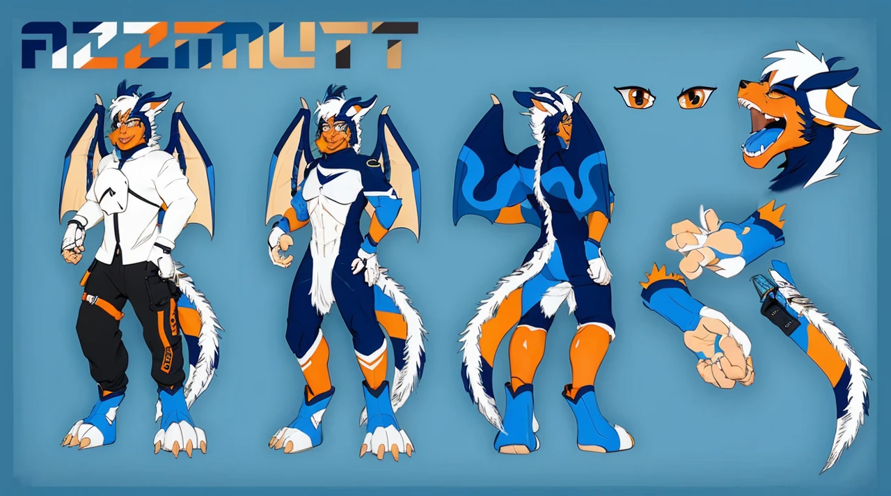 The character on the ref sheet waving happy