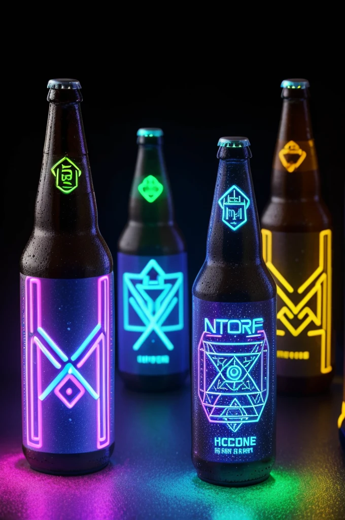Style Description:
- Each NFT represents a unique type of cyber beer.
- Bottles and cans have a futuristic design with neon elements and holographic stickers.
- Inside the bottles/cans you can see unusual visual effects: flying holograms, neon bubbles, lighting effects.