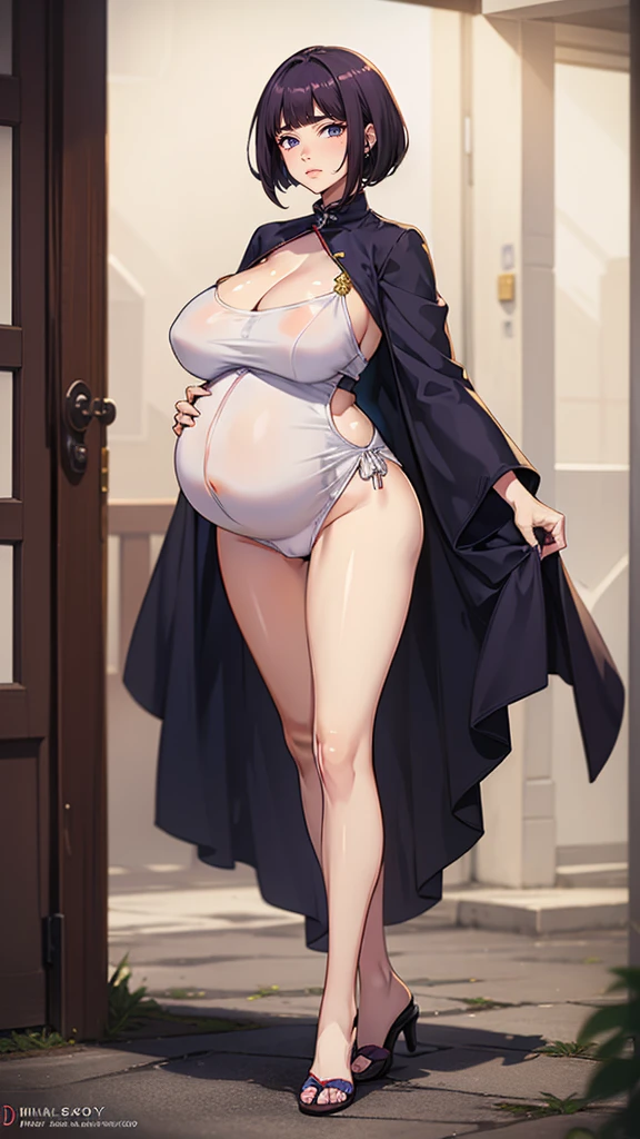 Mulher pregnant com vestido roxo gigante, From the front, high qualiy, awardwinning, high resolution, 8K standing alonemastery, standing alone, 1womanl, from the front, mellow, milf, purple cropped hair, blue colored eyes, happy eyes, long robe decotado , tall woman, 29-years-old, milf, mysterio, cuvilinear body, Big locks and pussy, small breasts, huge ass , huge ass niples, hein, pregnant, pregnant woman, cabelo roxo, long robe, hinterland, dress covers the legs, mistery, safada