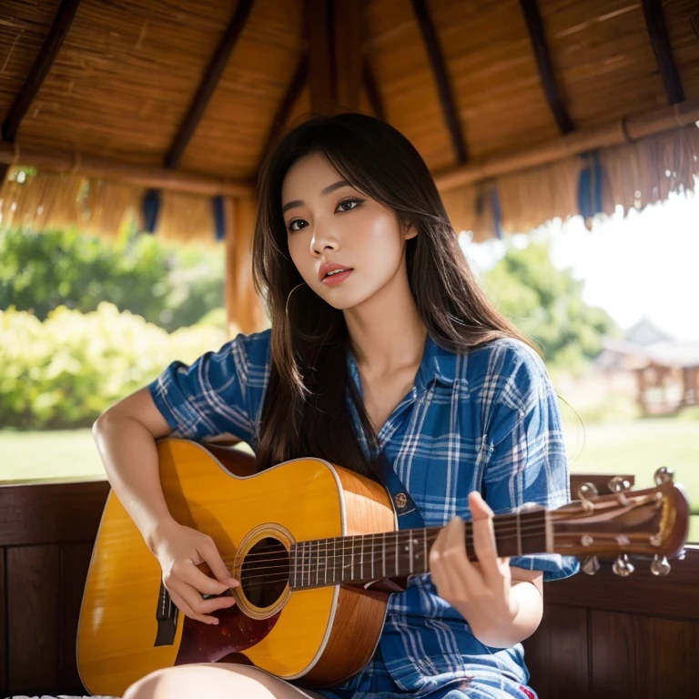 Araffe woman, ผู้หญิงlong hairชาวเอเชียตะวันออกเฉียงใต้ที่มีใบหน้ากลม,  Large chest measures 38 inches., Warm light, morning sun,  long hair,black eyes,abdominal muscles, The body is beautiful and strong., thick hips, rounded chest, (digital painting, HDR, high contrast), 3d, 8K, 45,000,000 pixcls,Asian girl, Gorgeous Chinese model, Japanese model, beautiful asian woman, Japanese goddess, Very beautiful girl., beautiful young woman, very beautiful woman, Attractive and beautiful, sexy girl, Asian girl, beautiful female model, jaw-dropping beauty, Attractive, sexy, seductive face and body, 