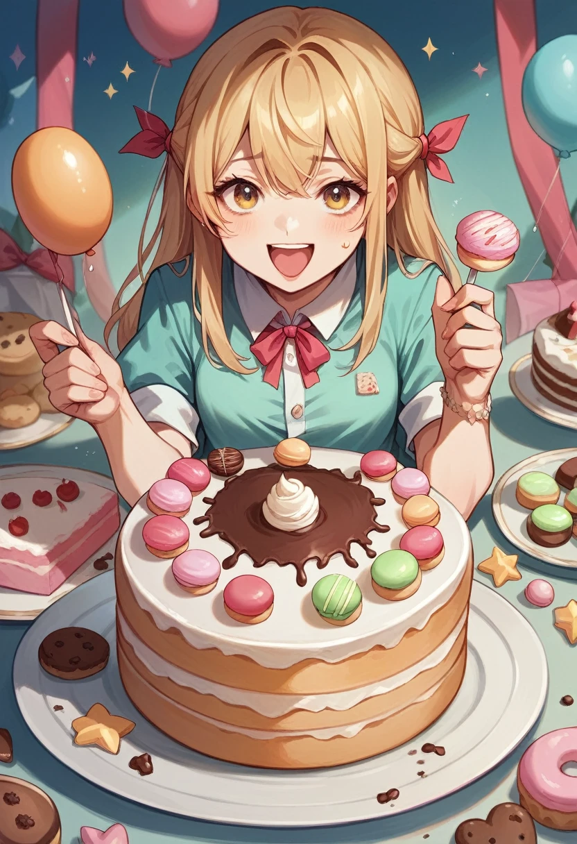 scene, zoom camera, sweet tea , A lot of cake, Macarons, chocolate, perfect, Cookies, land of sweets ,birthday party