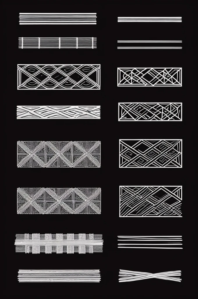 Elements of weaving crafts，Logo，Simple style，Black and white style