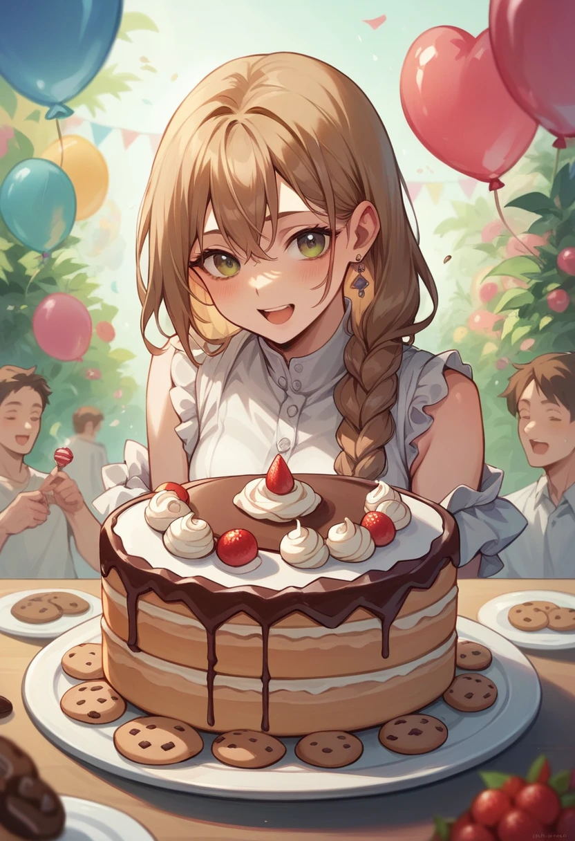 There are no people in the background., , sweet tea , A lot of cake, chocolate, perfect, Cookies, land of sweets ,birthday party