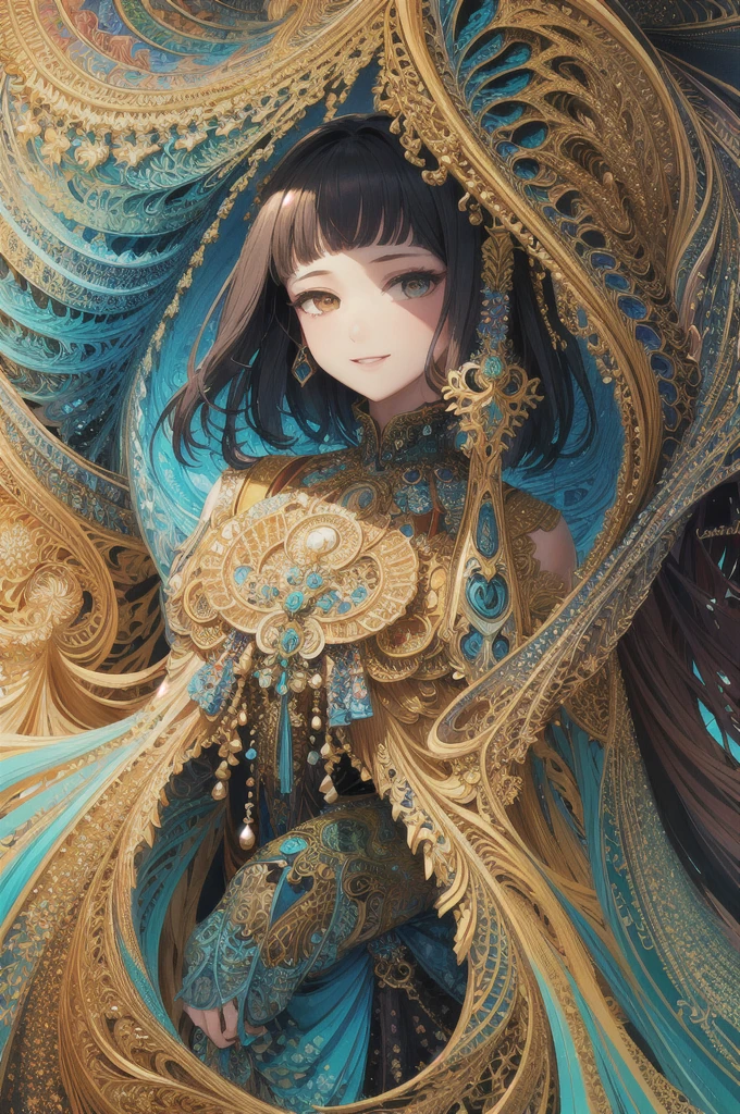 (masterpiece, top quality, best quality, official art, beautiful and aesthetic:1.2), (1girl), extreme detailed,(Fractal Art:1.3),colorful,The most detailed smile