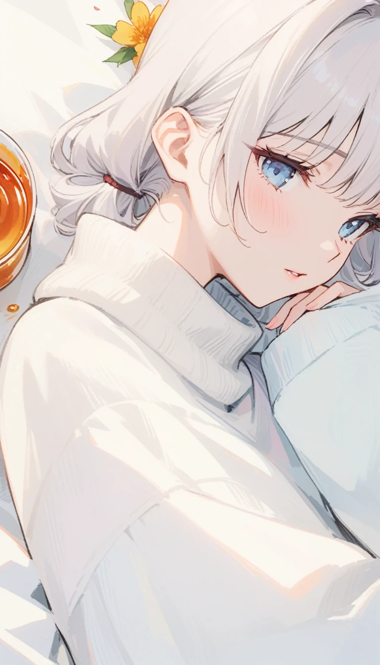 (最好of质量, masterpiece) High resolution illustrations:一个浑身沾满粘稠天然蜂蜜of???, of, syrup, Oversized sweaters, Comfort, Comfort, close up, 细致of纹理, Aroma, Delicious feeling, Warm and delicious,
