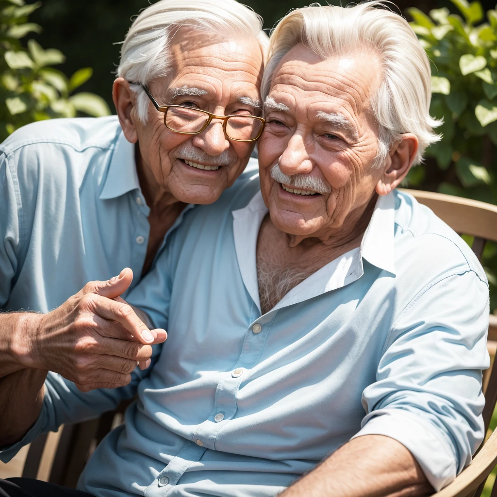 Create an 80 year old man he is grateful for everything he has lived and gained in life his life is abundant financially in health and in every aspect he is surrounded by good things