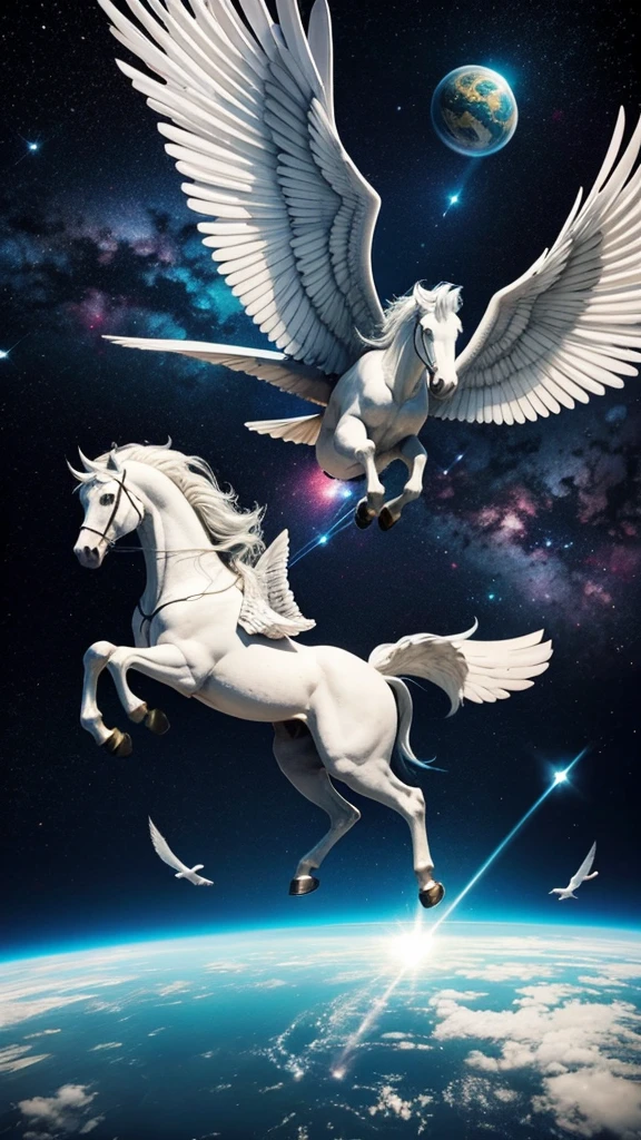Pegasus flying through space