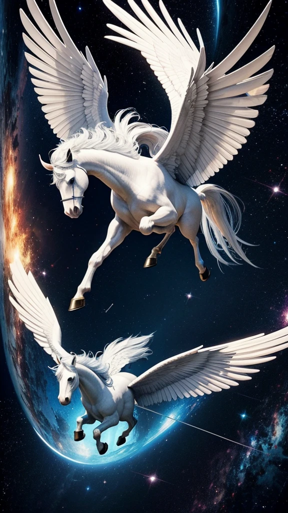 Pegasus flying through space