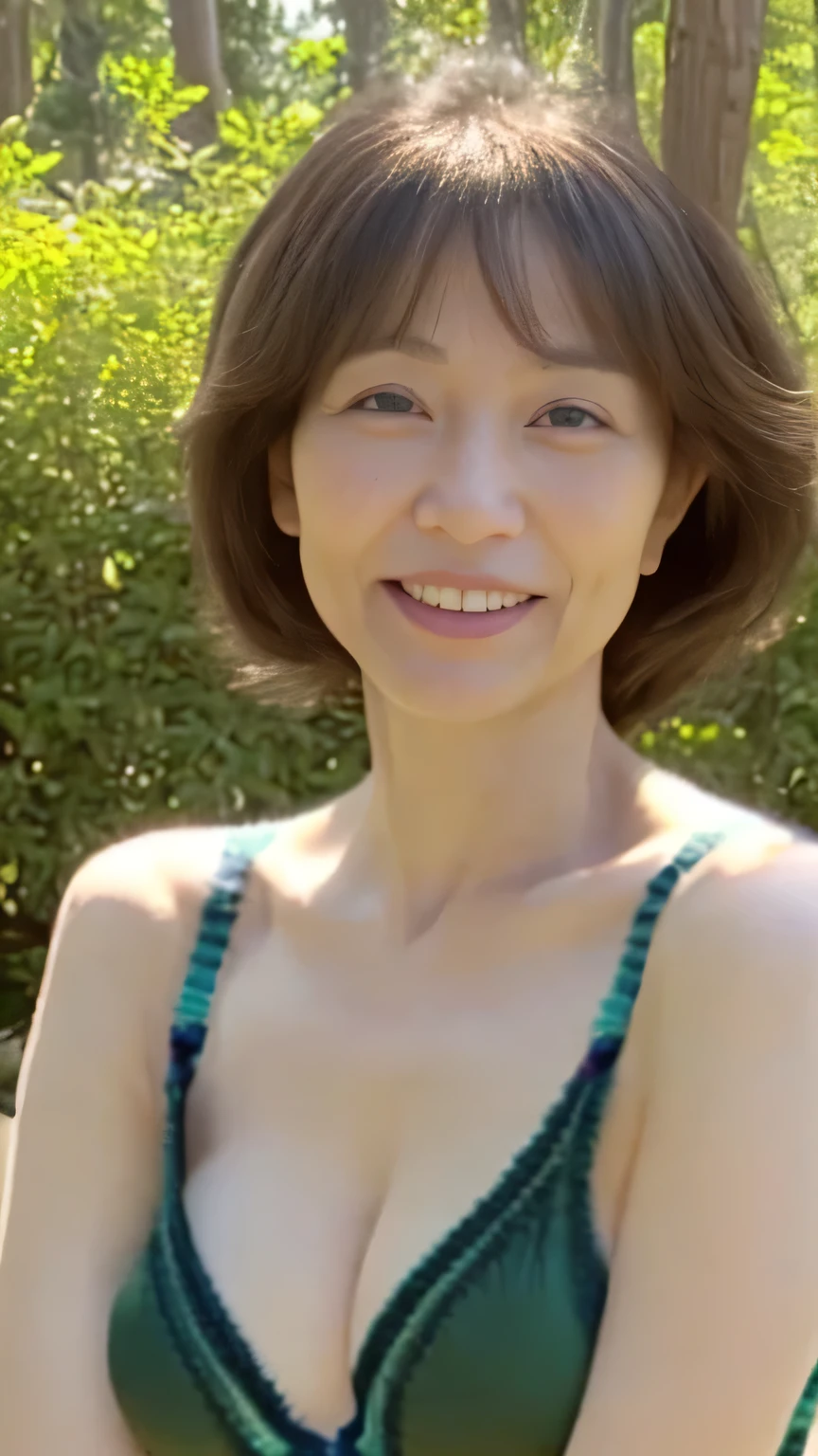 In the room、(A 72-year-old woman from Japan:2)、name:Harumi Kawanaka 、very calm、(Are fat:1.7)、looks happy、Beautiful（Mother I Like To Friend、Curvaceous figure、(Gaze gently at the viewer:2)、(High leg cut、Wearing cute lingerie)、Realistic、Ultra-detailed、8K、Walking pose、Realistic texture、(Large Breasts:1.3)、Highest quality、(Black Hair:1.2)、bangs、(double eyelid:1.2)