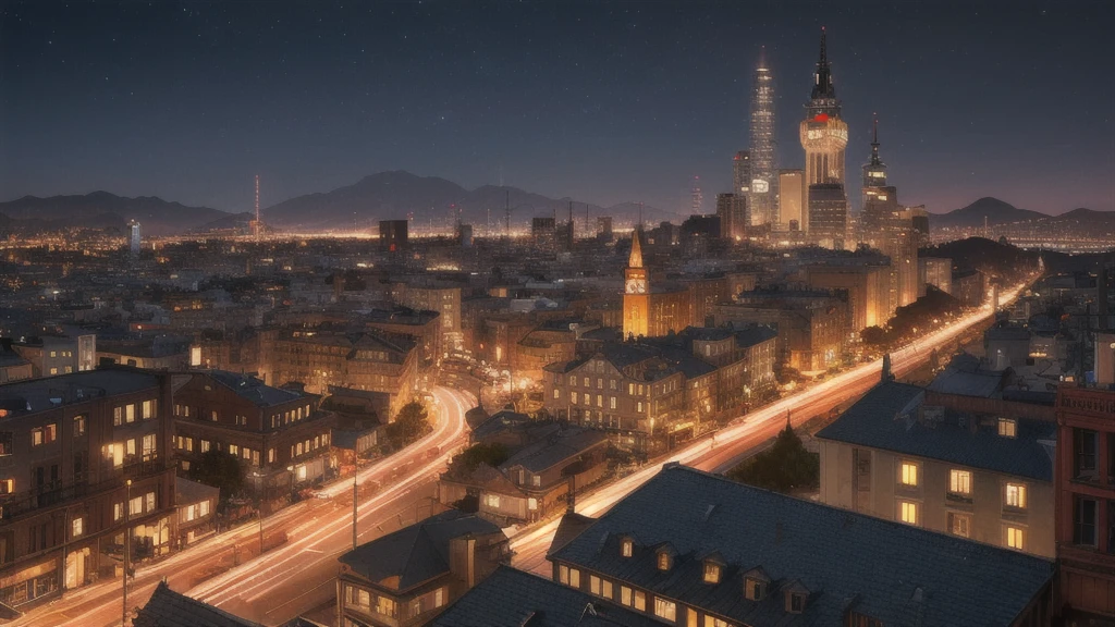 steampunk,Town,Futuristic,sf,night