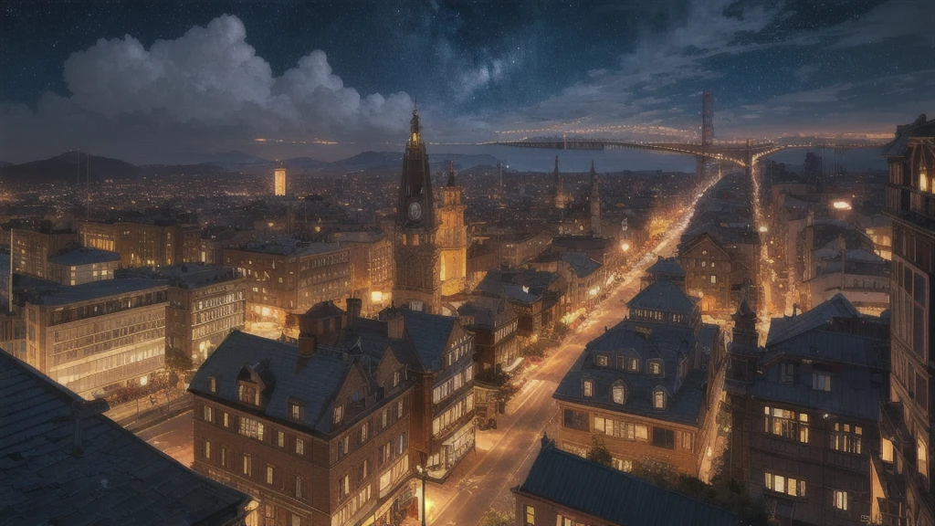 steampunk,Town,Futuristic,sf,night