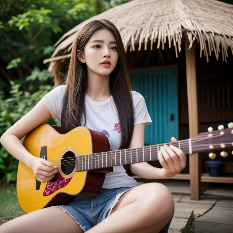 Araffe woman, ผู้หญิงlong hairชาวเอเชียตะวันออกเฉียงใต้ที่มีใบหน้ากลม, Large chest measures 38 inches., Warm light, morning sun, long hair,black eyes,abdominal muscles, The body is beautiful and strong., thick hips, rounded chest, (digital painting, HDR, high contrast), 3d, 8K, 45,000,000 pixcls,Asian girl, Gorgeous Chinese model, Japanese model, beautiful asian woman, Japanese goddess, Very beautiful girl., beautiful young woman, very beautiful woman, Attractive and beautiful, sexy girl, Asian girl, beautiful female model, jaw-dropping beauty, Attractive, sexy, seductive face and body,