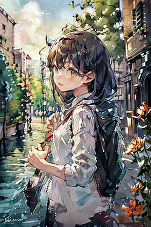 Anime Style。A young woman closing her heart。She is looking sadly out the window。gradually、Her friends and family were by her side.、Her expression softened as she felt the warmth.、Smile。