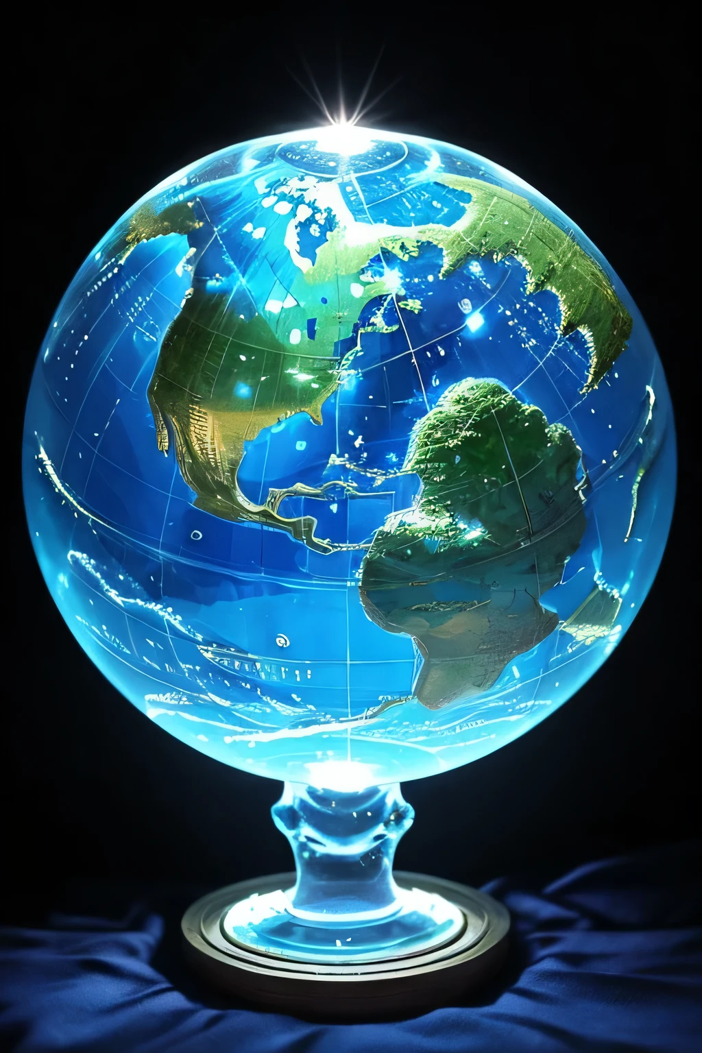 1 crystal globe, inside water globe, universe in background, fantasy, no_ human