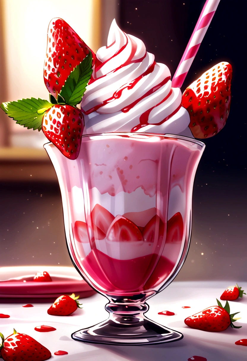A glass of delicious strawberry milkshake