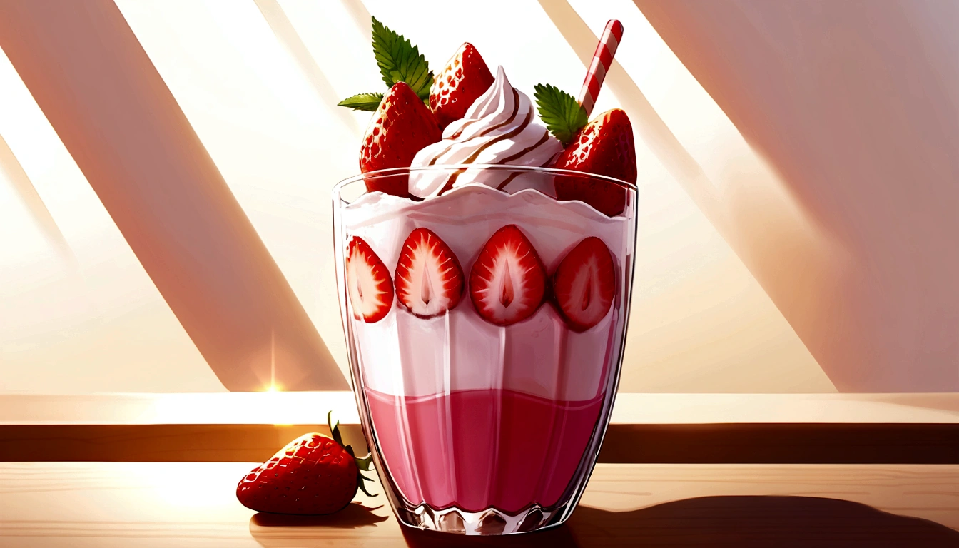 A glass of delicious strawberry milkshake