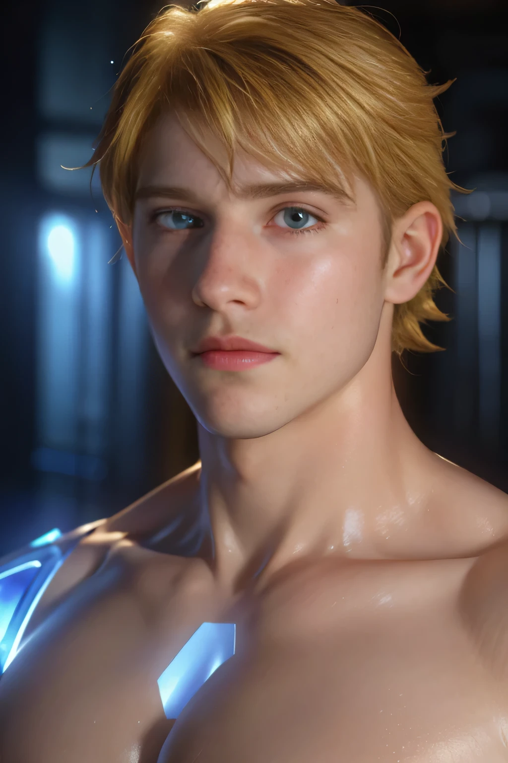 looking into camera, best quality, masterpiece, upper body, bright highlights, (extremely detailed CG unity 8k wallpaper), handsome young man, angelic wings, halo, (male, man), messy hair, short hair, serious, dramatic pose, cinematic lighting, photorealistic, dynamic pose, sharp-focus, 80s fantasy art, (photorealistic:1.4), (masterpiece, finely detailed beautiful eyes: 1.2), masterpiece, realistic, 3d face, glowing eyes, blonde hair, 1920s plunging neckline dress, half body shot 