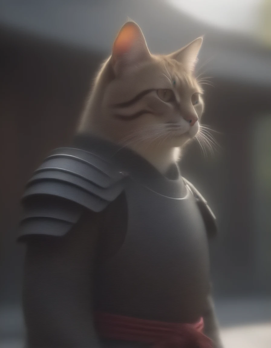 (work of art, better_品質, comely digital art:1.4), (half-body shot:1.5), Ancient anthropomorphic cat samurai wearing an ancient samurai armor, fot, comely, bokeh temple background, colorfully, work of arts, top 品質, better 品質, offcial art, comely and aesthetic, realisitic, cinematic light, (sharp focus:1.6), highy detailed, ultra realisitic, 8K  