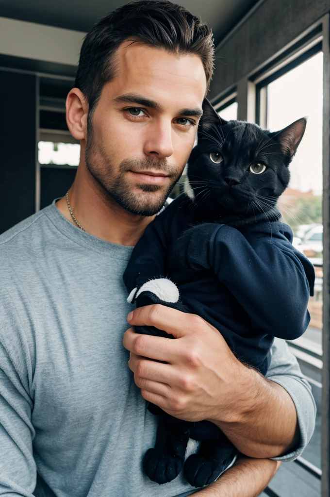 A man holding Mike in his hand