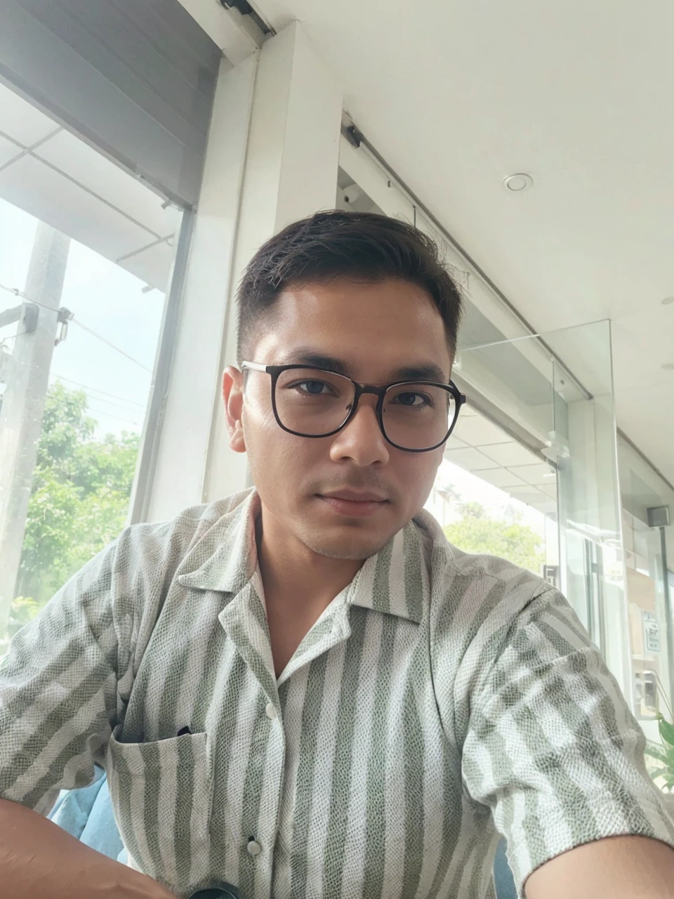 Make it good looking with good background, do not change the face, just inhance it
