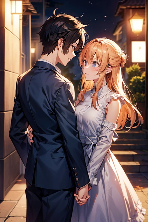 Anime Style。The protagonist is about to say goodbye to a loved one.、Holding hands、Looking at each other with warm expressions。From the farewell scene、Switch to a memorable scene、Reminiscing on the good times they spent together。

