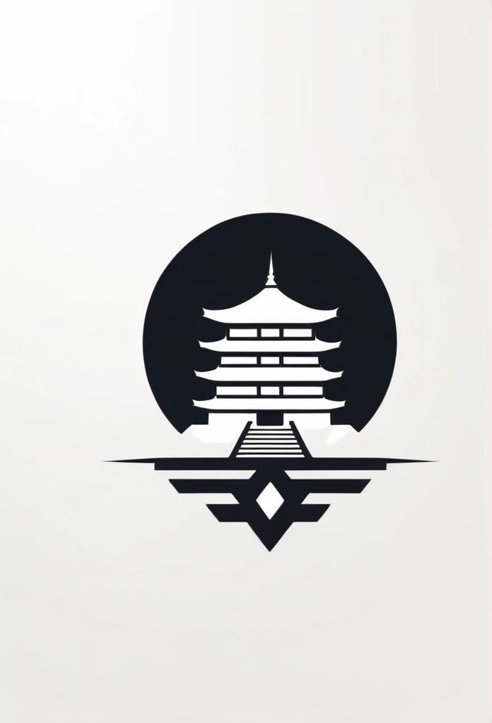 A logo for a stylish Japanese building demolition company. It has a very cool, chic and modern design. The monotone background is pure white.