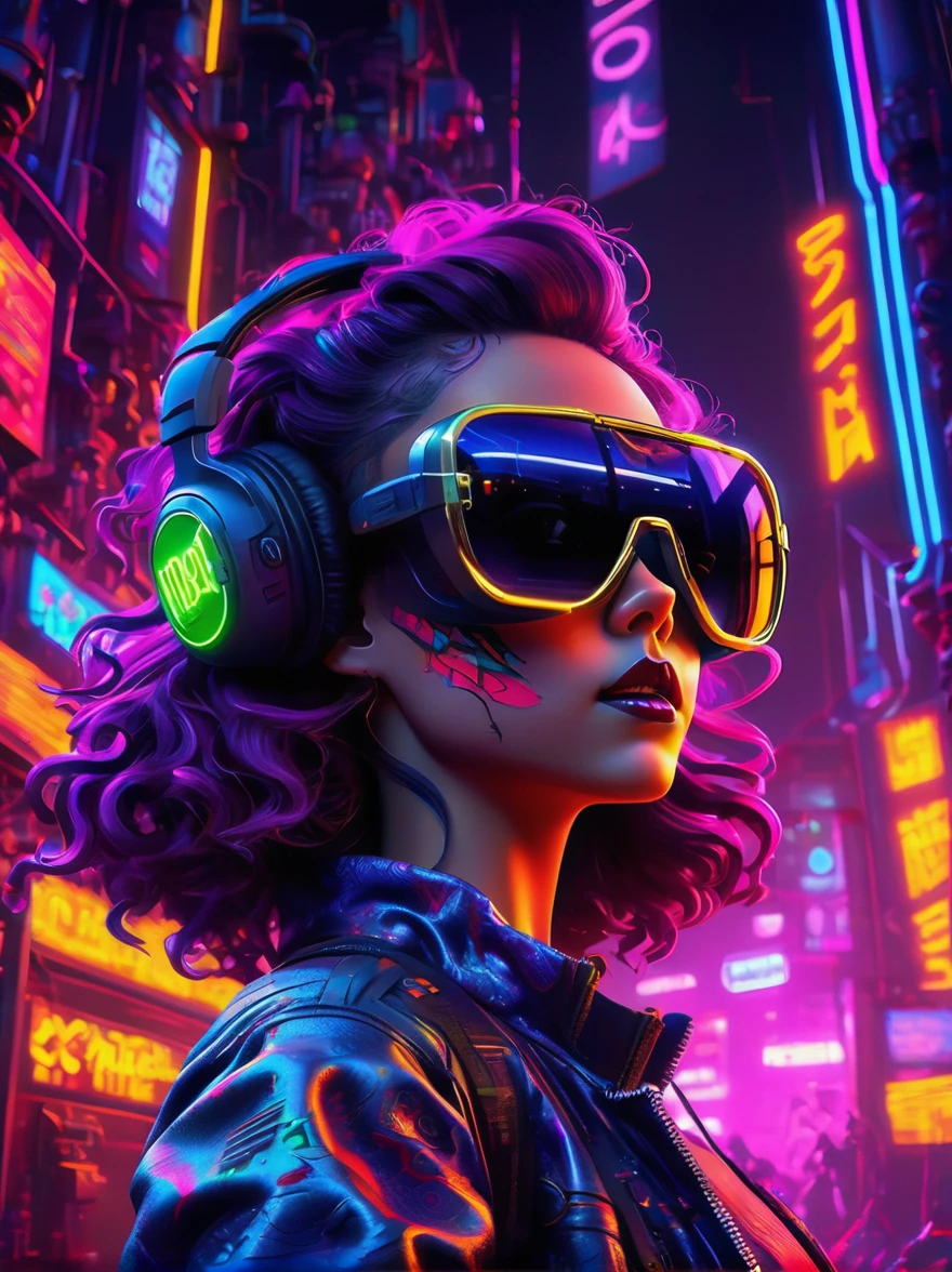 best quality, masterpiece, 3d, Pixar Artwork, Electronic variants, (Cartoon mechanical girl zombie wearing big glasses in the factory:1.5)，in a dynamic dancing pose within a colorful virtual reality world teeming with neon lights and vibrant holograms, The scene bears the influences of both pop art and graffiti, a truly cyberpunk-inspired ensemble with explosive energy, created using digital painting methods and radiant, glowing effects