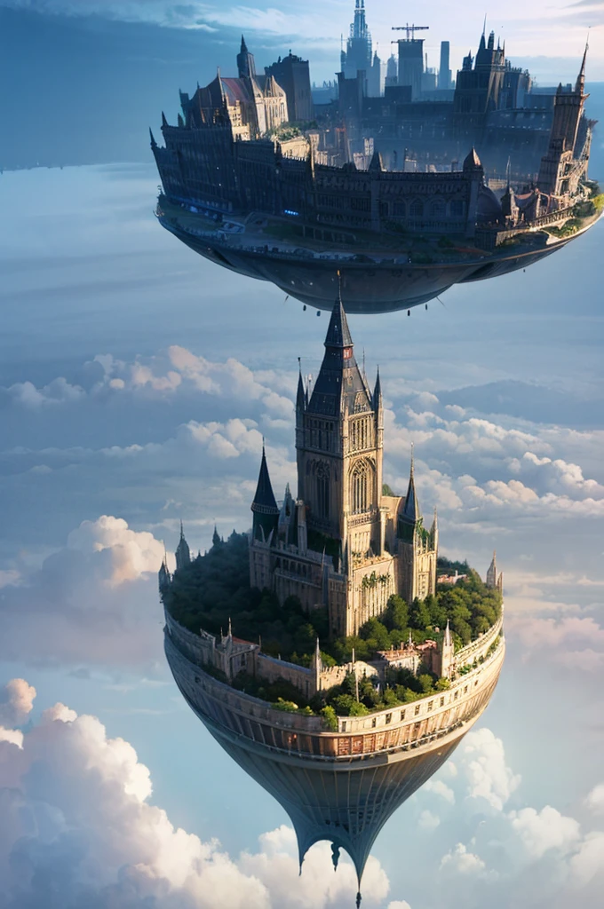 A spooky, futuristic floating island in the air, City, Fantasy, (The bad guy's hideout), (cute), cute, cute, Anime Style, Technical, dark, interesting, Magical Plant Growth, Extreme Detail, Realistic Light, blue sky, A magnificent composition, (Intricate details), (Intricate Design, Super detailed: 1.2), Art Station, (masterpiece, Highest quality), Ultra HD, 32K --v 6