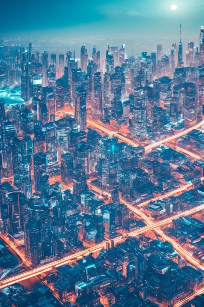a futuristic cityscape, extremely detailed, cinematic lighting, neon lights, flying cars, skyscrapers, hovering architecture, advanced technology, dynamic camera angle, moody atmosphere, vibrant colors, cinematic composition, photorealistic, 8k, high quality