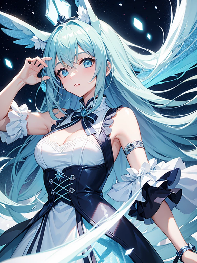 girl、Luxurious clothing、Light blue image、Working with the Staragical Power