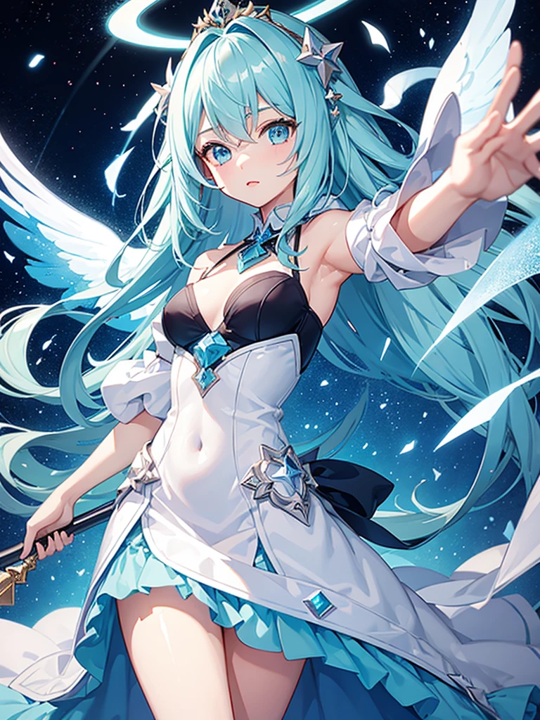 girl、Luxurious clothing、Light blue image、Working with the Staragical Power