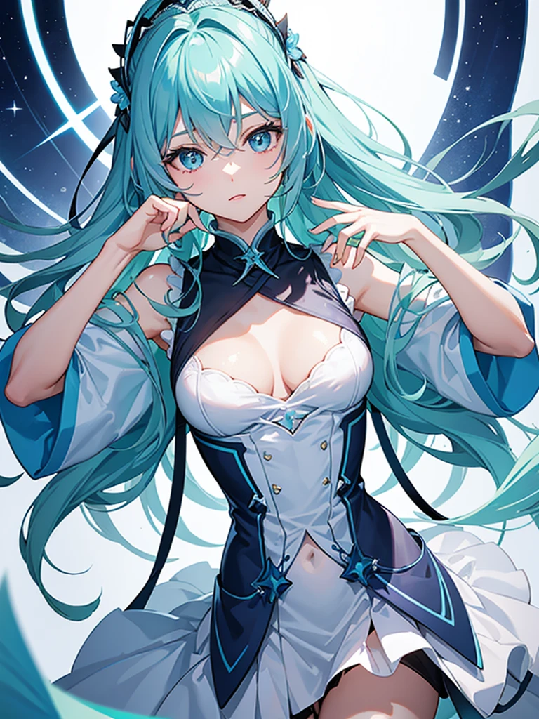 girl、Luxurious clothing、Light blue image、Working with the Staragical Power