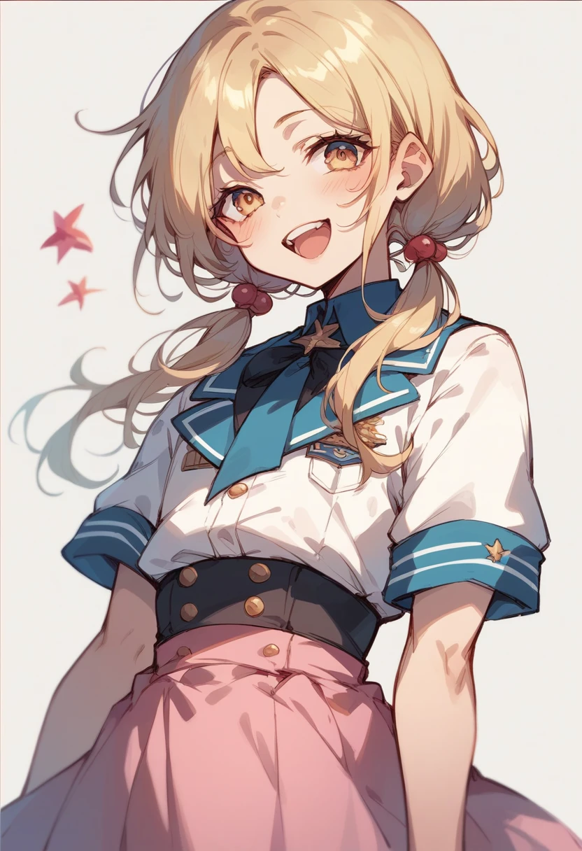 nsfw,(Petite),(Crossdresser),blonde low twintails,uniform,2 frames,Joyful expression